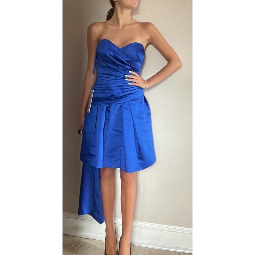 Jovani Strapless Cocktail Dress Royal Blue